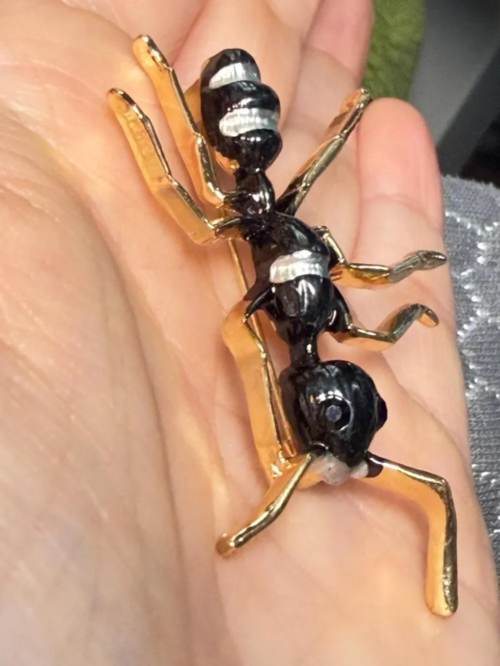 Ant Brooch Gold Tone Insect Pin Bug Jewelry Statement Style 2.25 inches